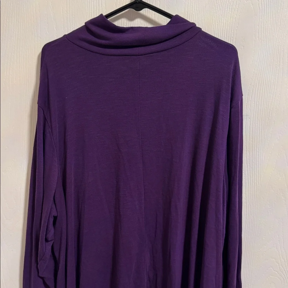 Terra & Sky Women's Plus Size Slub Sharkbite Tunic‎ Length Cowlneck Knit Top 4X
